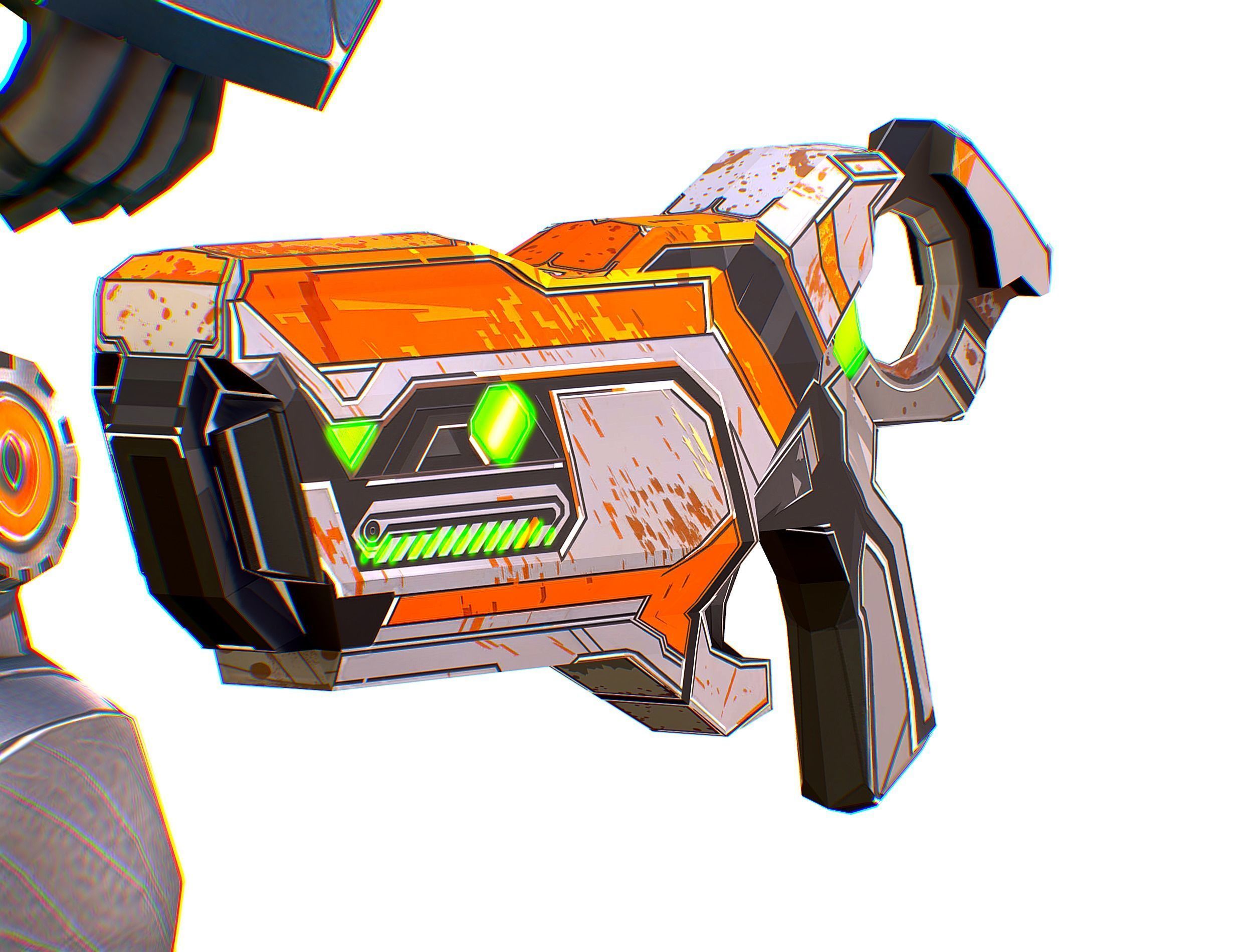 Low Poly Cyborg Soldier with Automatic Rifle and Pistol - 3dsMax Low-poly 3D model_52