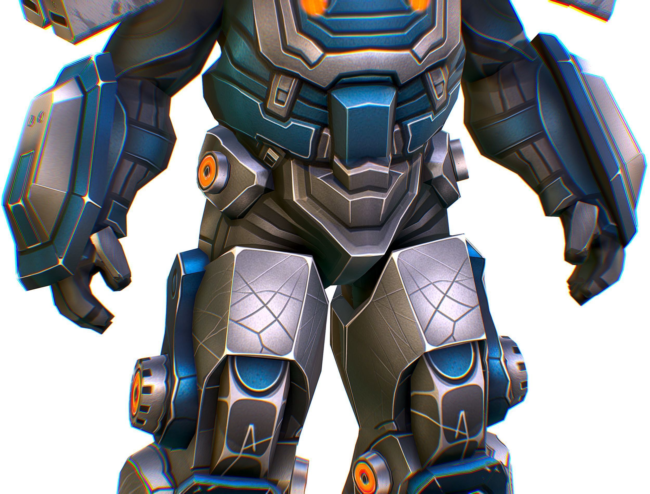 Low Poly Cyborg Soldier with Automatic Rifle and Pistol - 3dsMax Low-poly 3D model_20