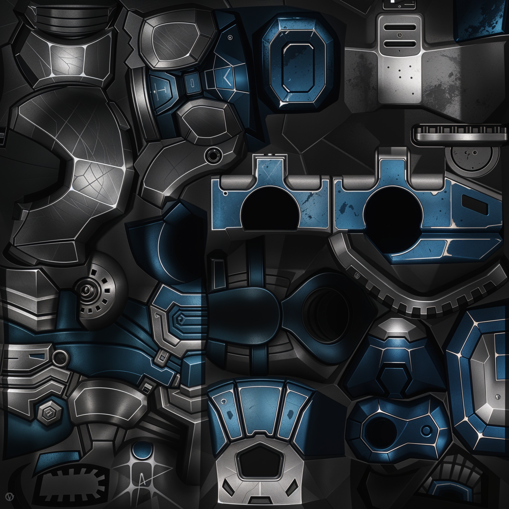 Low Poly Cyborg Soldier with Automatic Rifle and Pistol - 3dsMax Low-poly 3D model_65