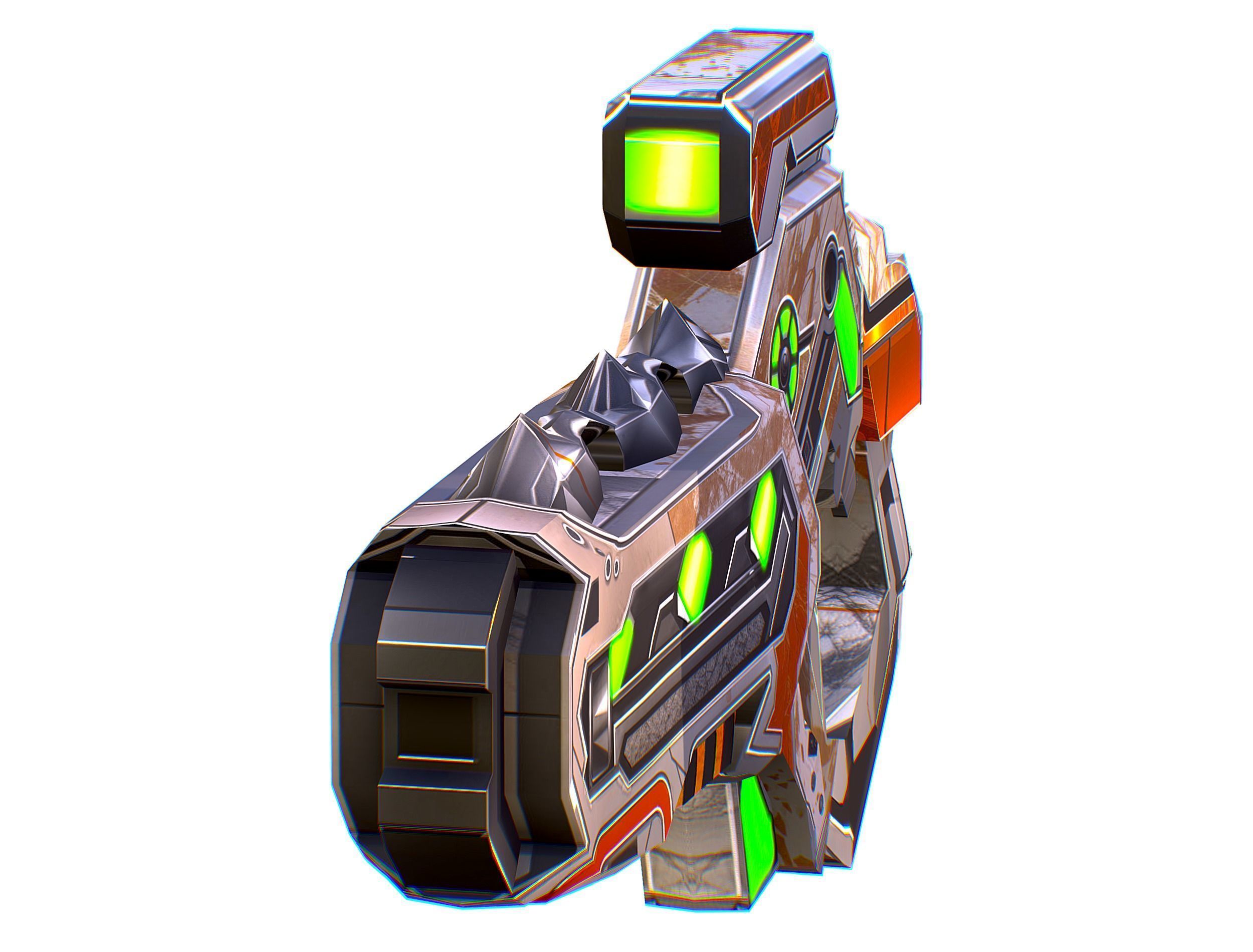 Low Poly Cyborg Soldier with Automatic Rifle and Pistol - 3dsMax Low-poly 3D model_33