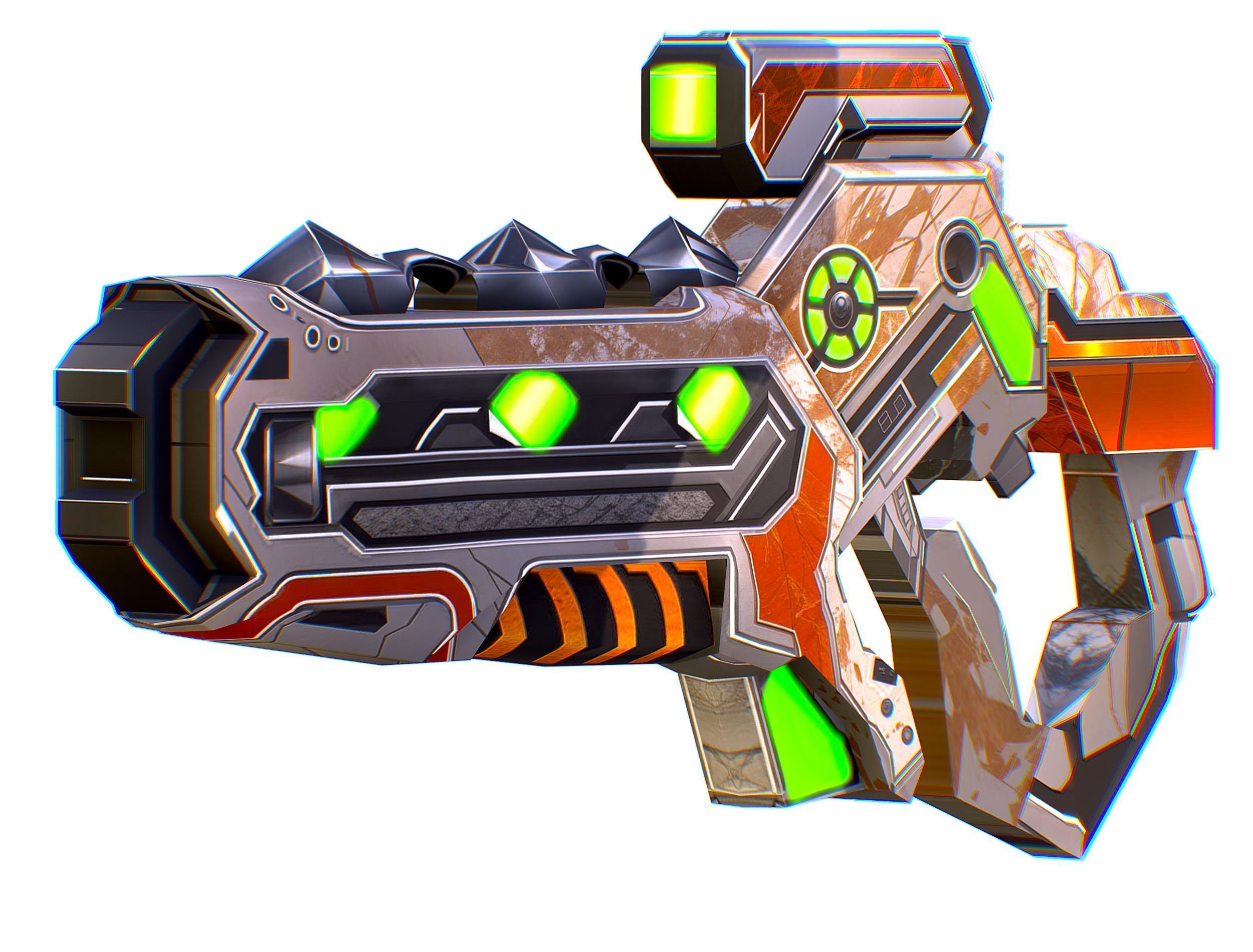 Low Poly Cyborg Soldier with Automatic Rifle and Pistol - 3dsMax Low-poly 3D model_42