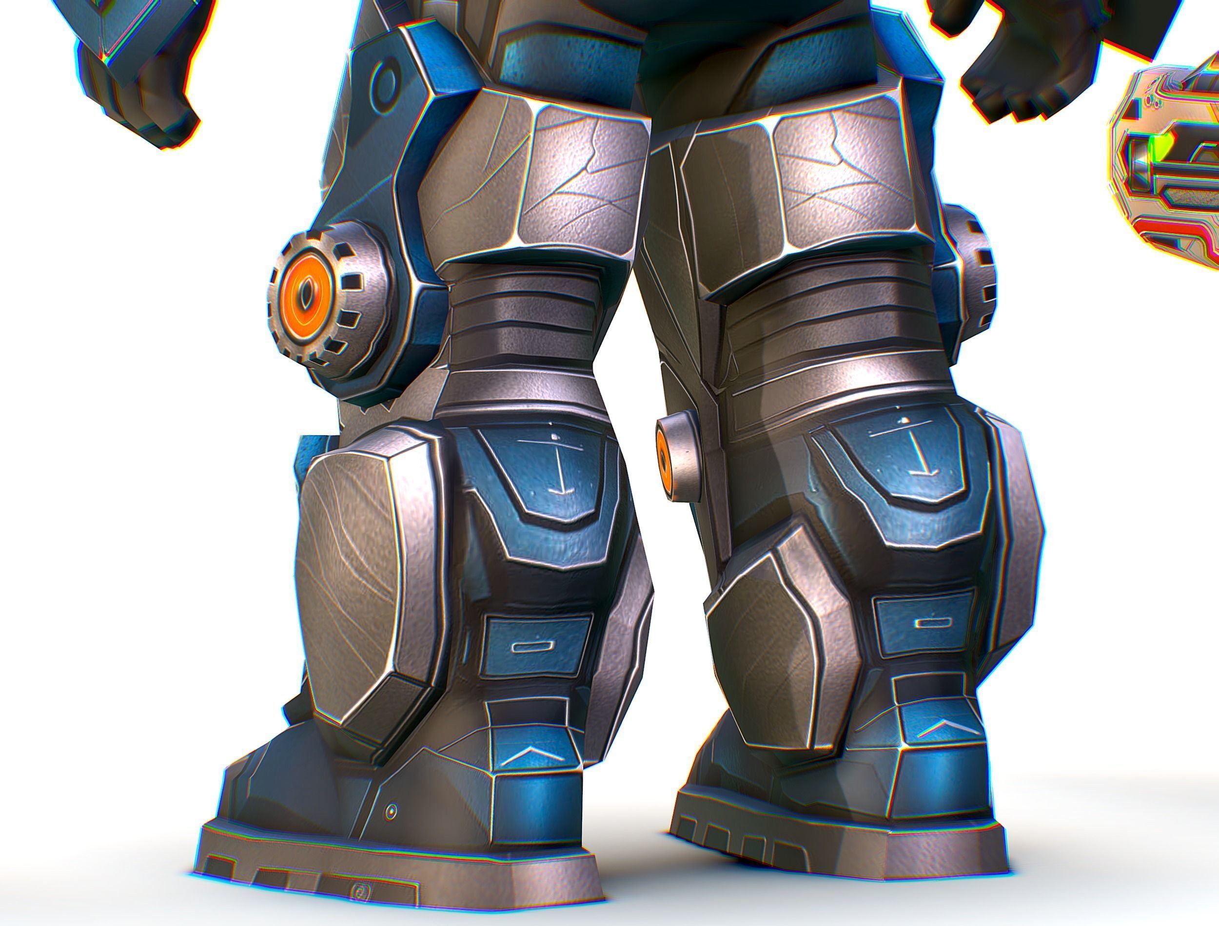 Low Poly Cyborg Soldier with Automatic Rifle and Pistol - 3dsMax Low-poly 3D model_24