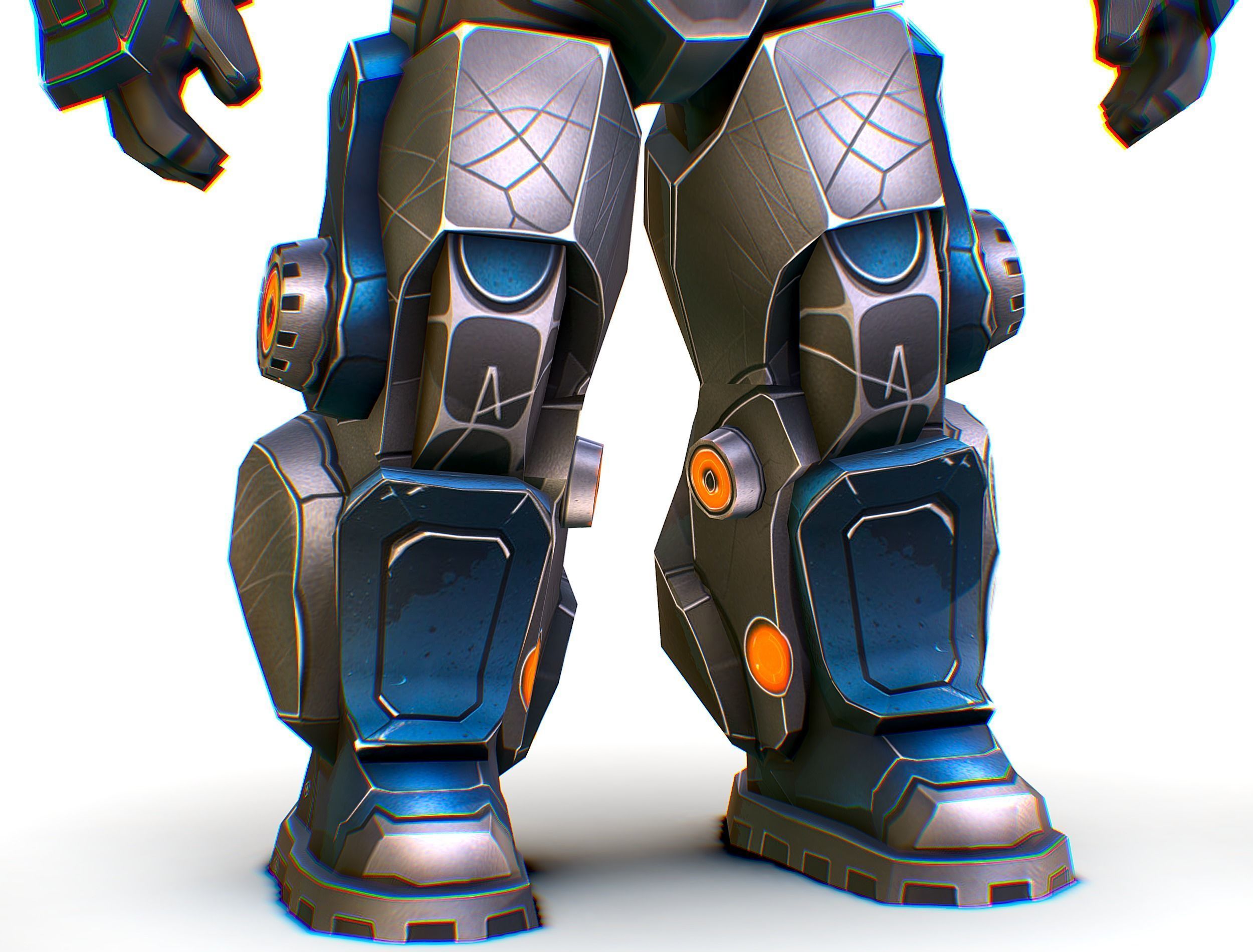 Low Poly Cyborg Soldier with Automatic Rifle and Pistol - 3dsMax Low-poly 3D model_21