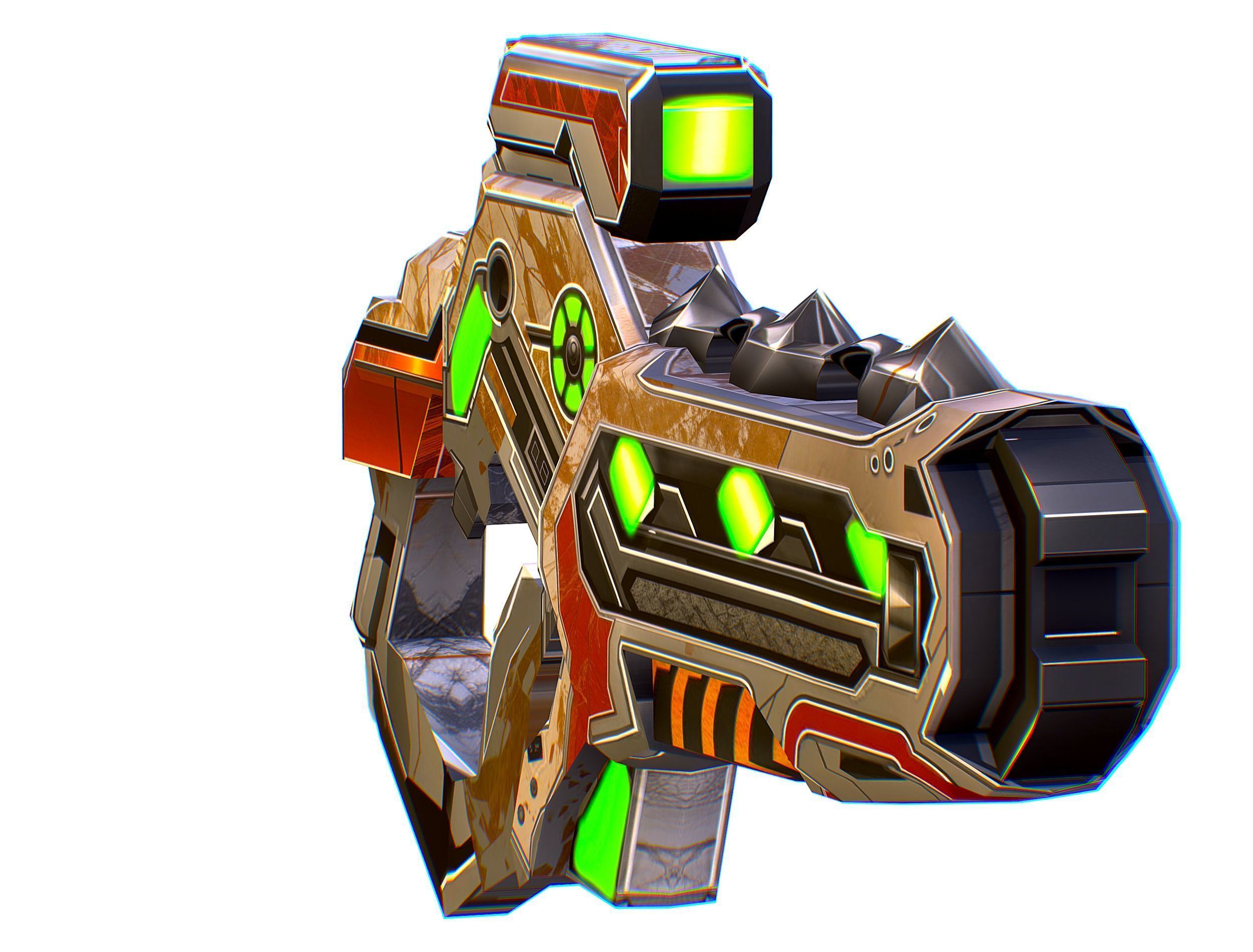 Low Poly Cyborg Soldier with Automatic Rifle and Pistol - 3dsMax Low-poly 3D model_35