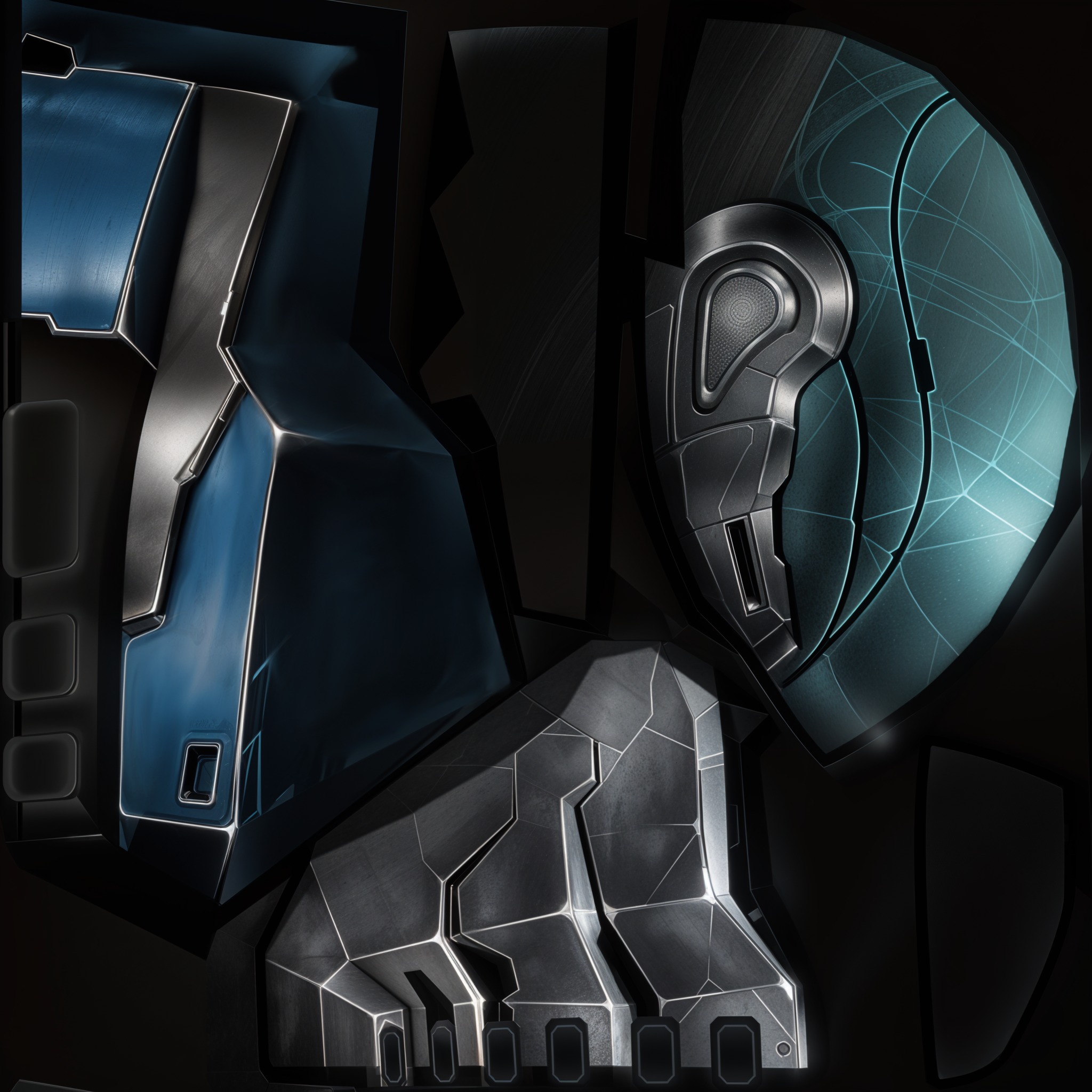 Low Poly Cyborg Soldier with Automatic Rifle and Pistol - 3dsMax Low-poly 3D model_63