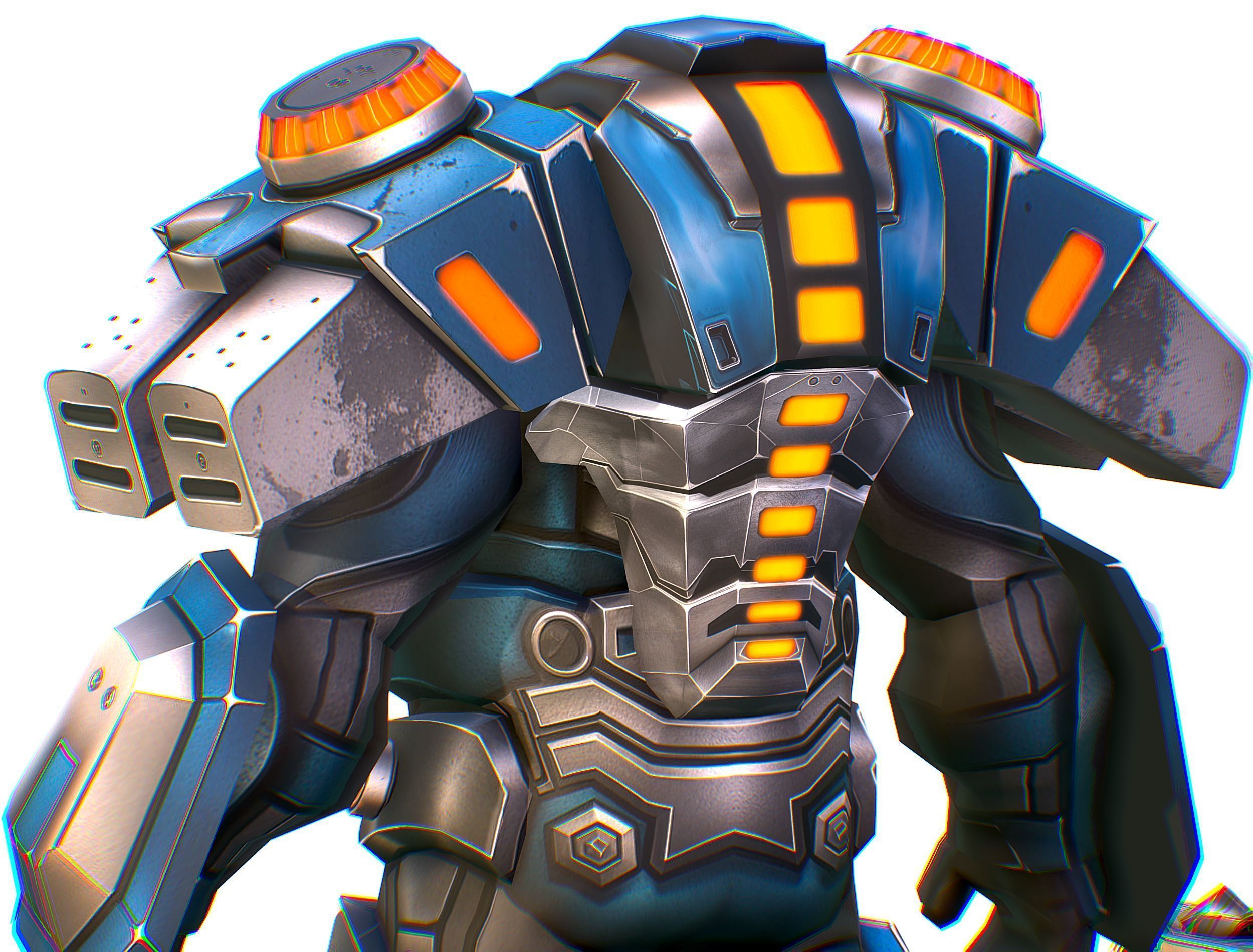 Low Poly Cyborg Soldier with Automatic Rifle and Pistol - 3dsMax Low-poly 3D model_22