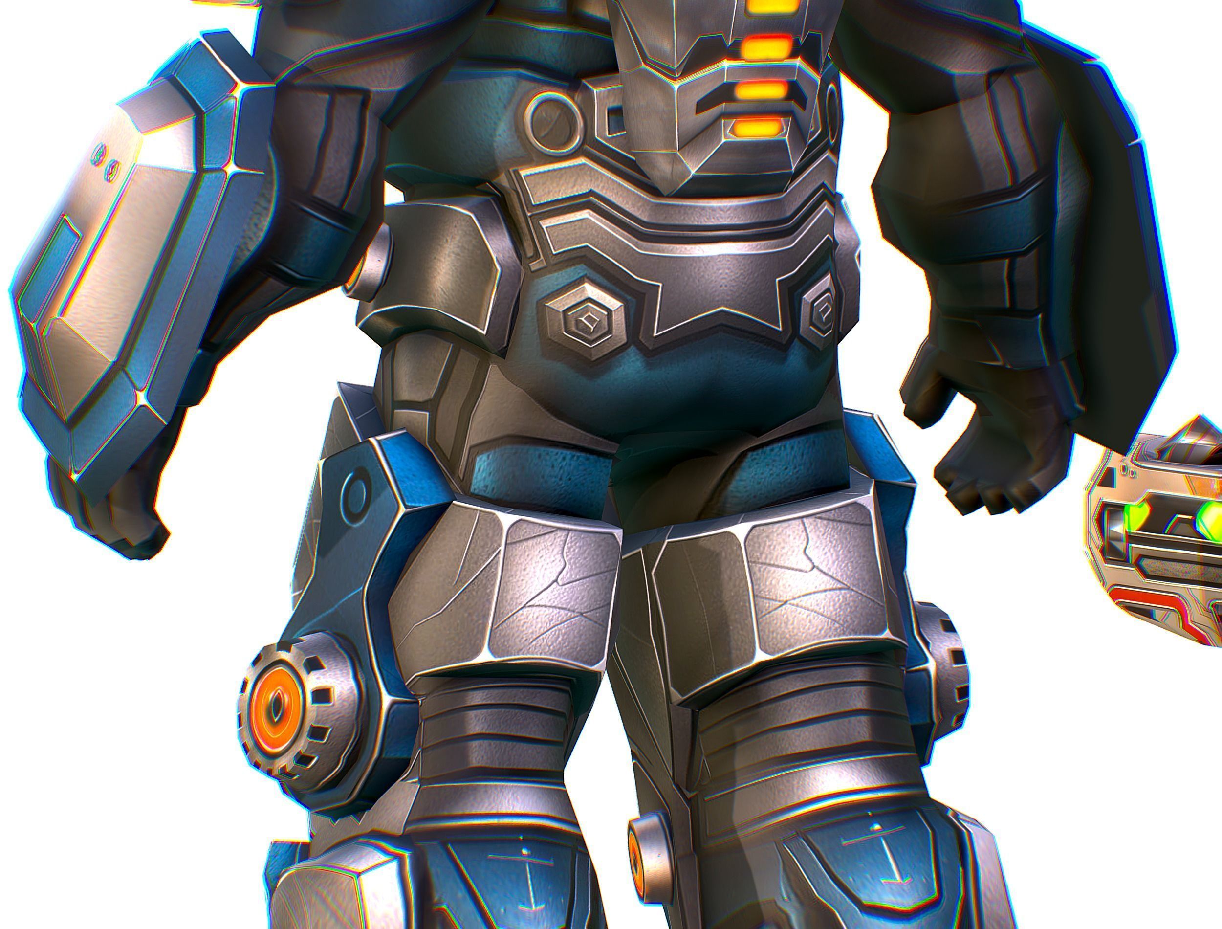 Low Poly Cyborg Soldier with Automatic Rifle and Pistol - 3dsMax Low-poly 3D model_23