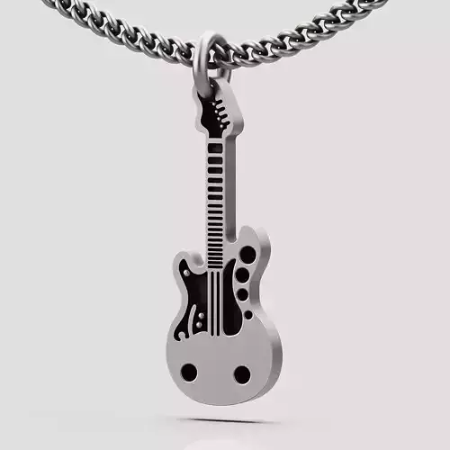 Guitar pendant silver gold sterling printable jewelry 3D model