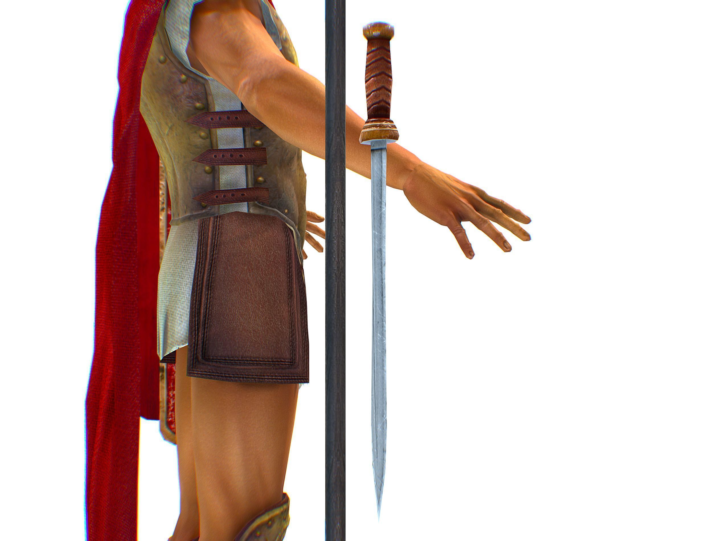 Greek Ancient Warrior Armor Shield Spear Sword Low-poly 3D model_23