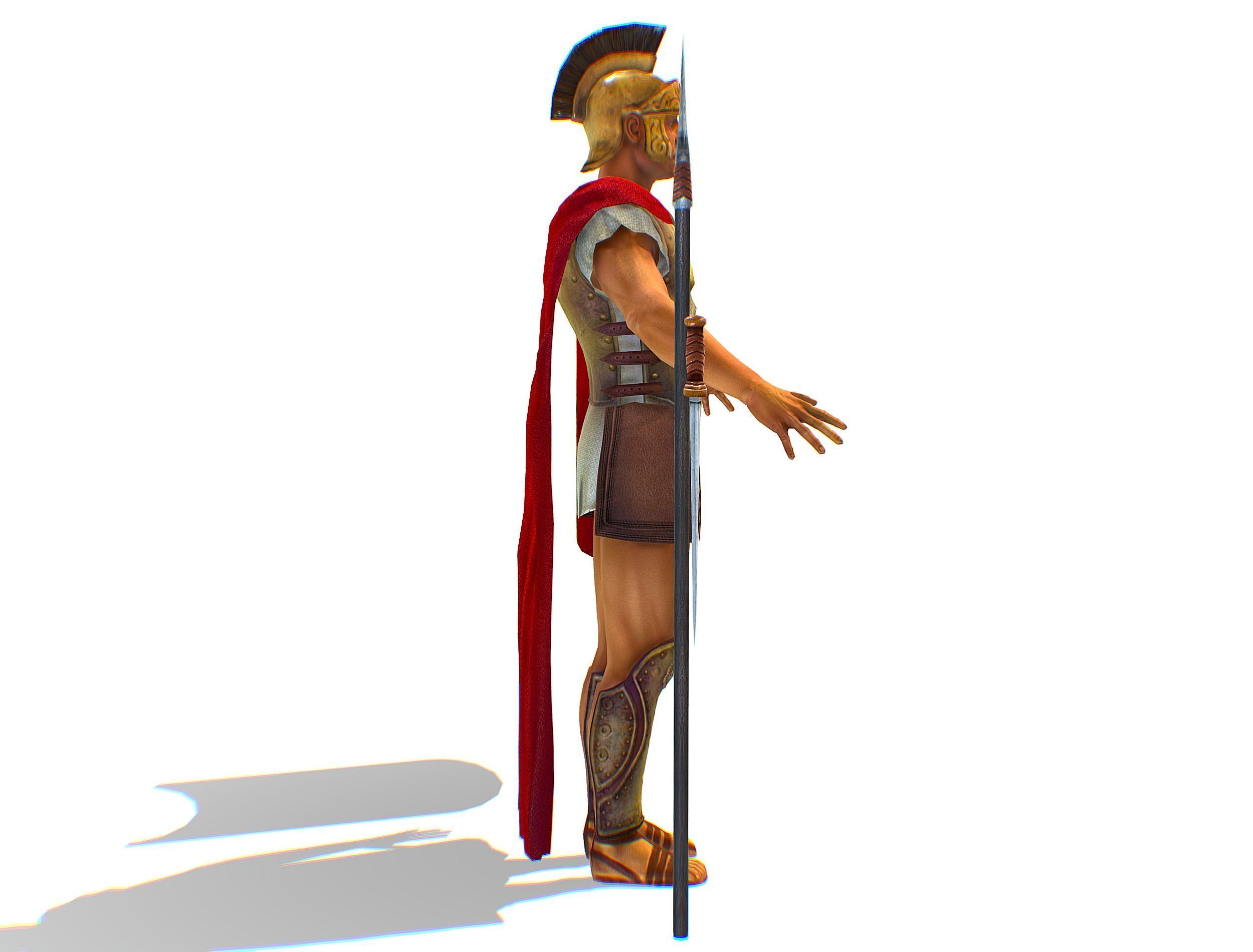 Greek Ancient Warrior Armor Shield Spear Sword Low-poly 3D model_6