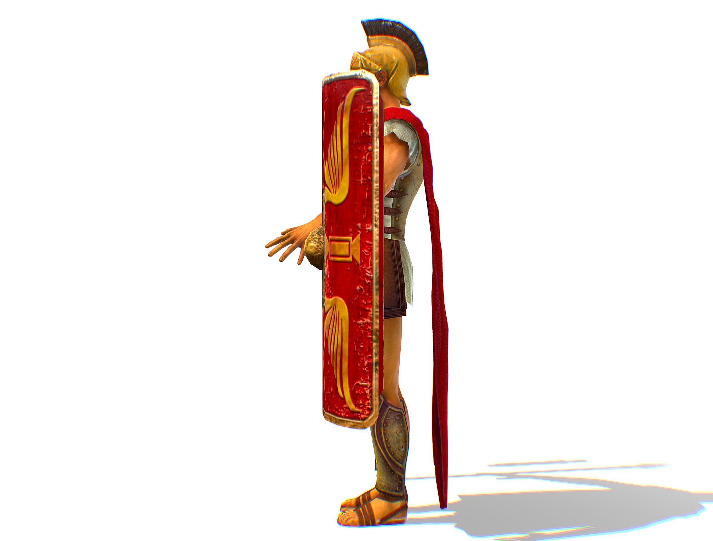 Greek Ancient Warrior Armor Shield Spear Sword Low-poly 3D model_14
