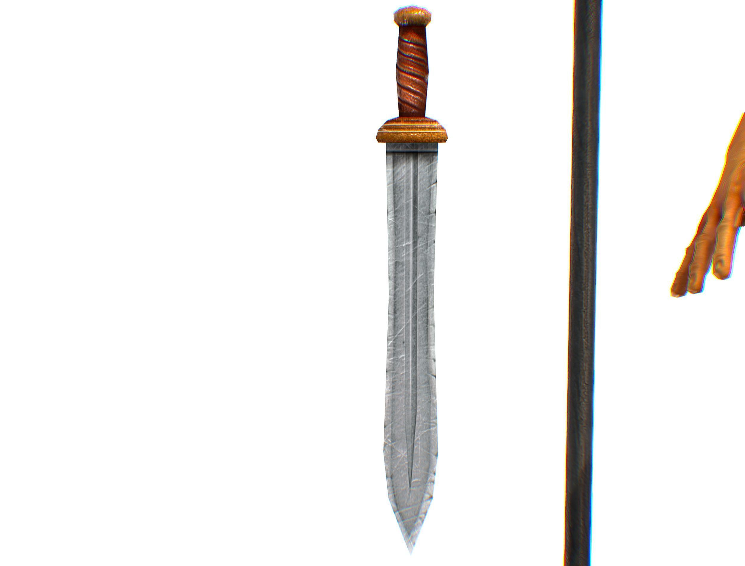 Greek Ancient Warrior Armor Shield Spear Sword Low-poly 3D model_22