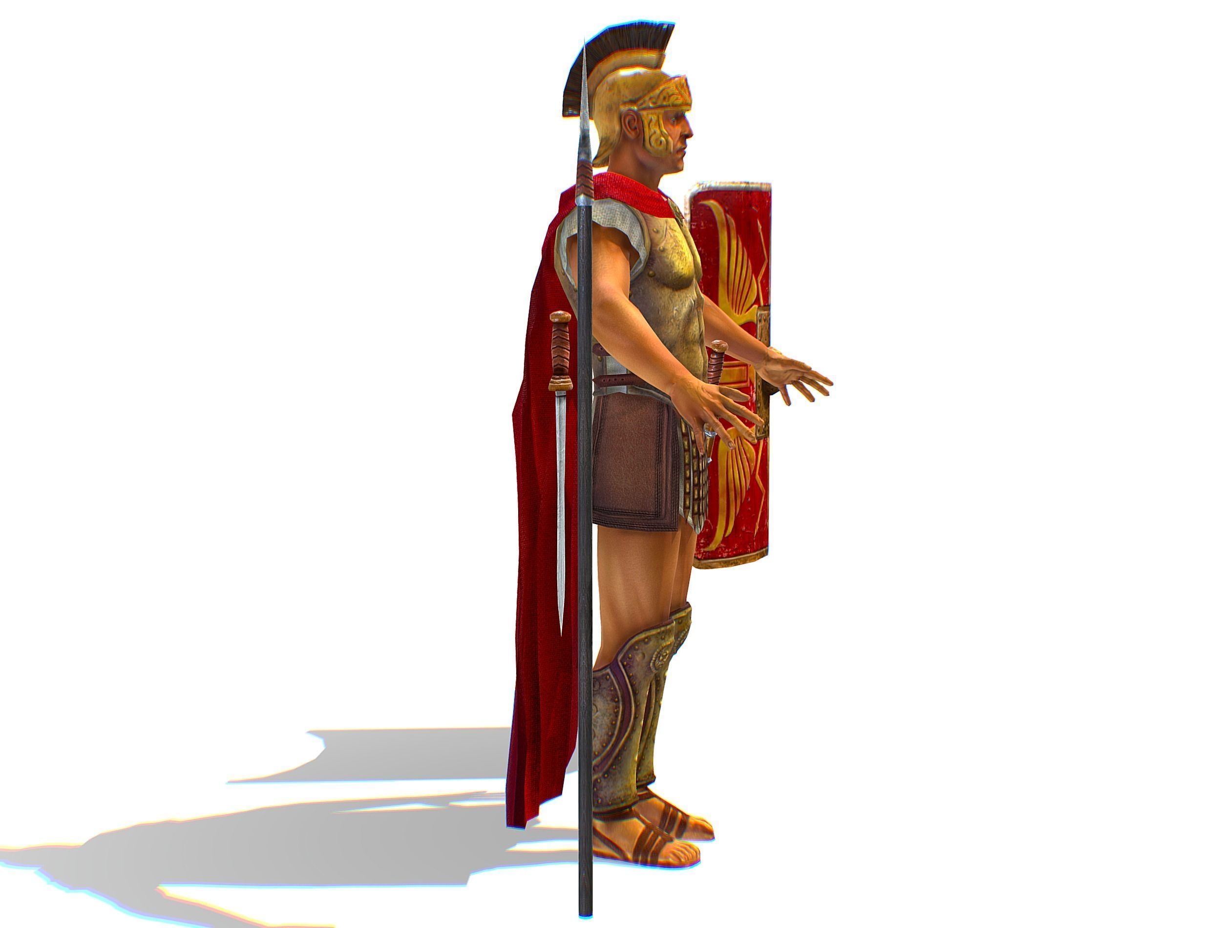 Greek Ancient Warrior Armor Shield Spear Sword Low-poly 3D model_5