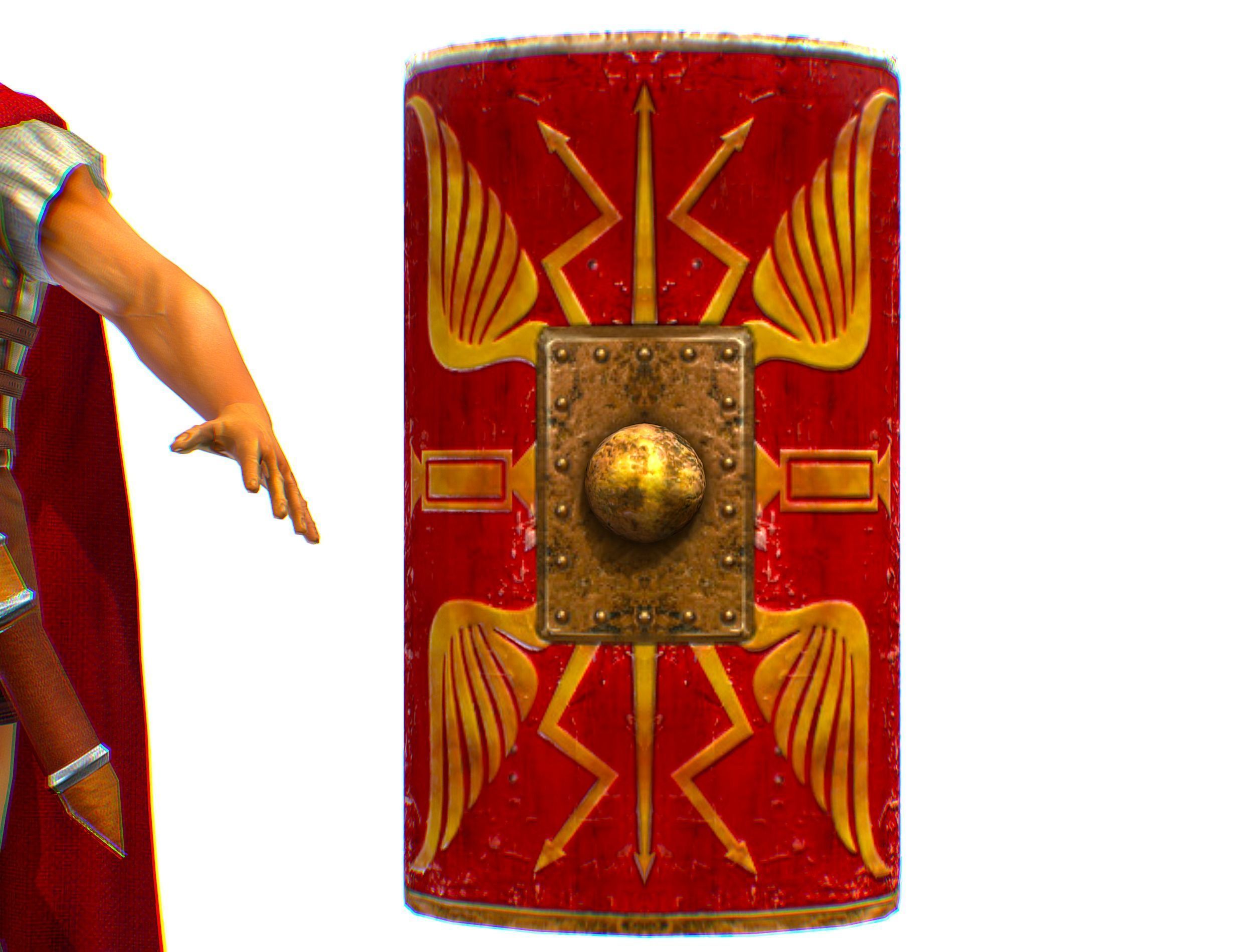 Greek Ancient Warrior Armor Shield Spear Sword Low-poly 3D model_24