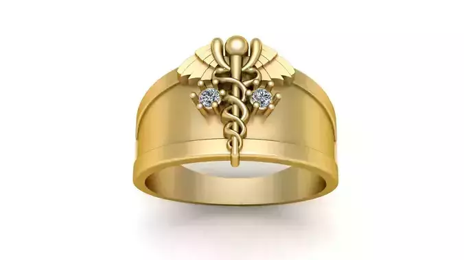 Snake Caduceus Medical Symbol Ring 3d printable Model