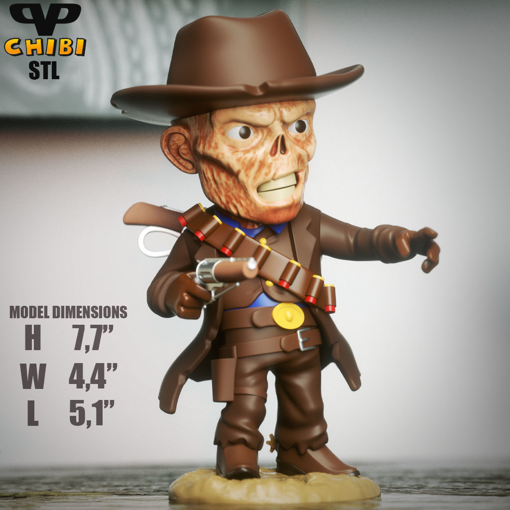 Ghoul Walton Goggins Chibi STL for 3D Printing ChibiSTL 3DXM 3D print model_5