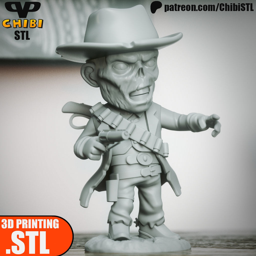 Ghoul Walton Goggins Chibi STL for 3D Printing ChibiSTL 3DXM 3D print model_3