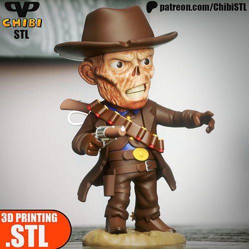 Ghoul Walton Goggins Chibi STL for 3D Printing ChibiSTL 3DXM