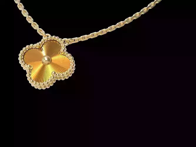 Vintage Flower pendant With Diamond Cutted Flower 14mm 3D print model