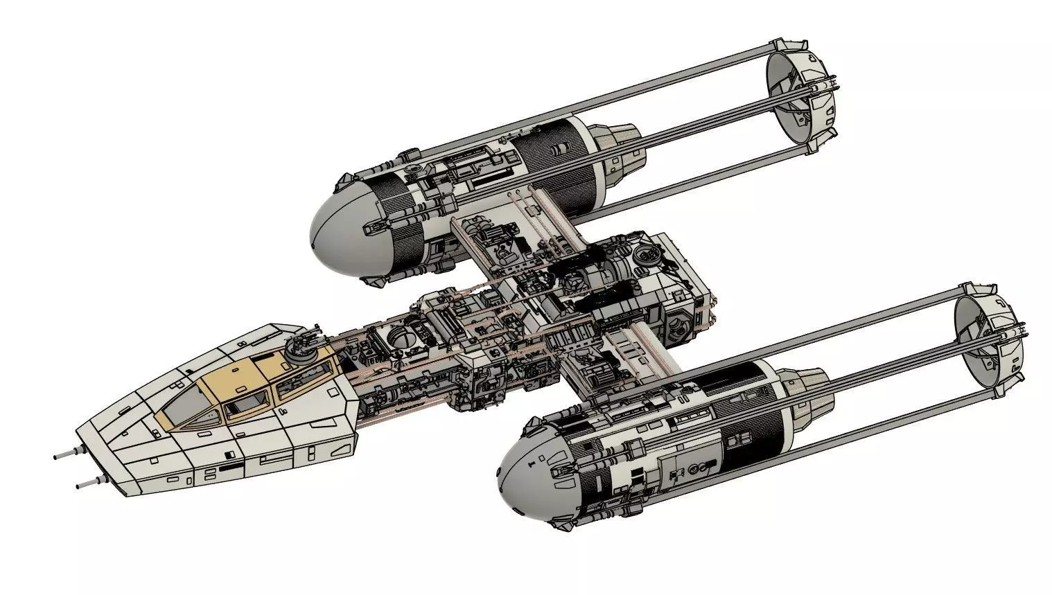 STAR WARS YWING RED JAMMER VERSION  SUPER DETAILED 3D print model_1