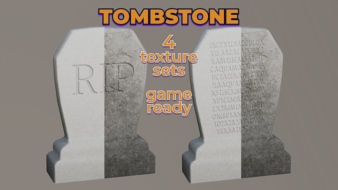 Simple Old Concrete Tombstone Slab dirty cemetery Low-poly 3D model