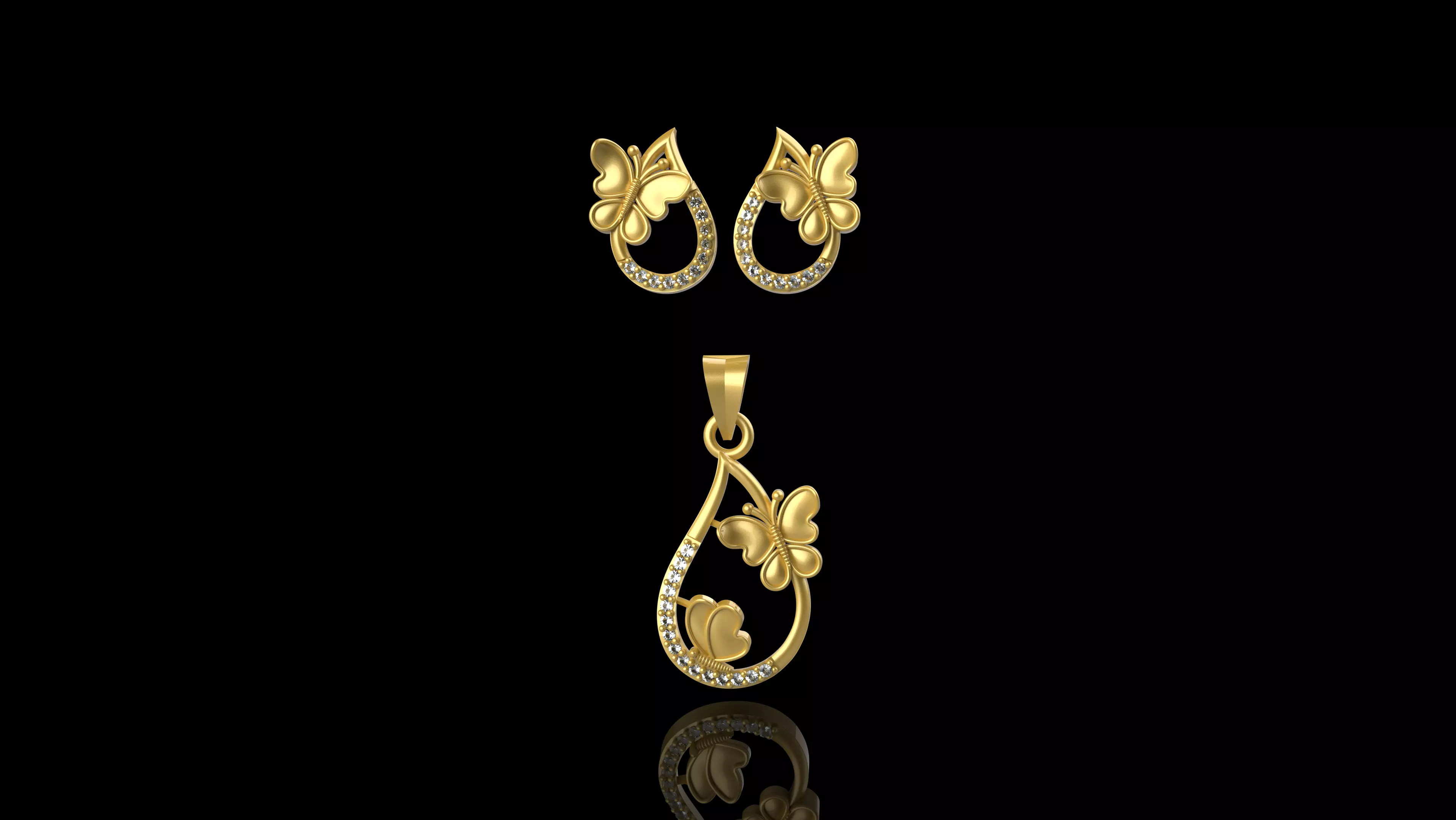  Fancy Butterfly Pendant Set - 008 3D print model_0