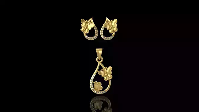  Fancy Butterfly Pendant Set - 008
