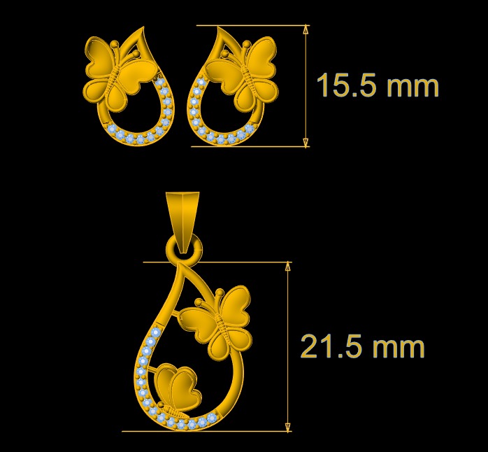  Fancy Butterfly Pendant Set - 008 3D print model_1
