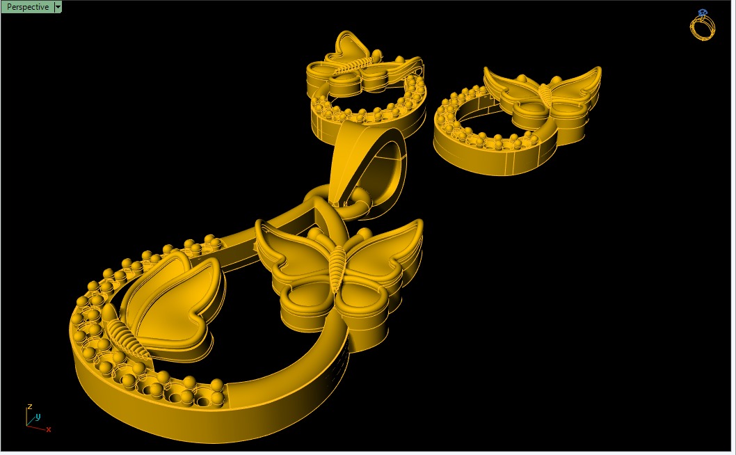  Fancy Butterfly Pendant Set - 008 3D print model_5