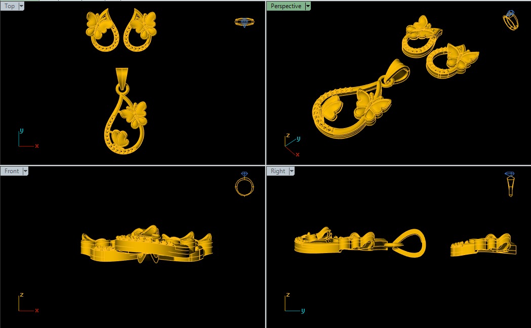  Fancy Butterfly Pendant Set - 008 3D print model_3