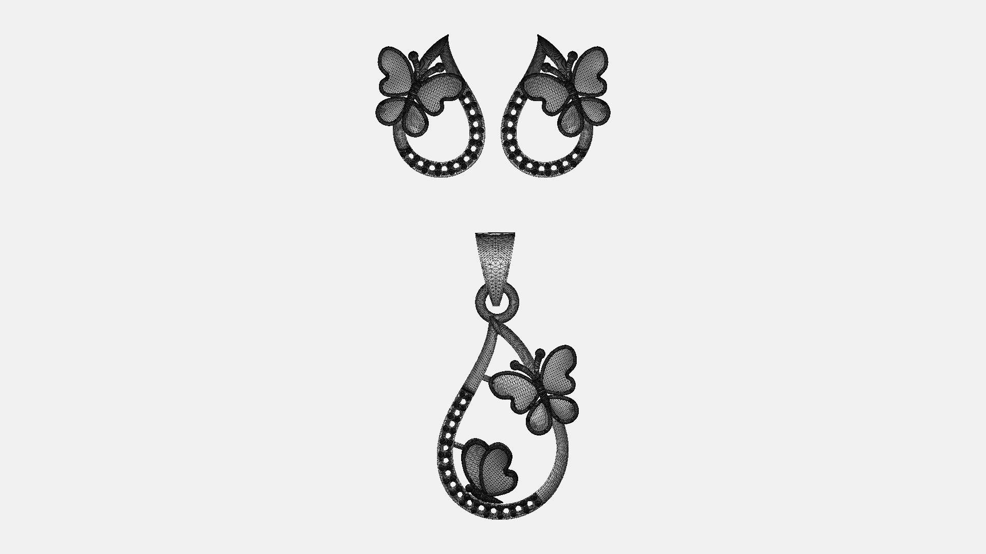 Fancy Butterfly Pendant Set - 008 3D print model_9