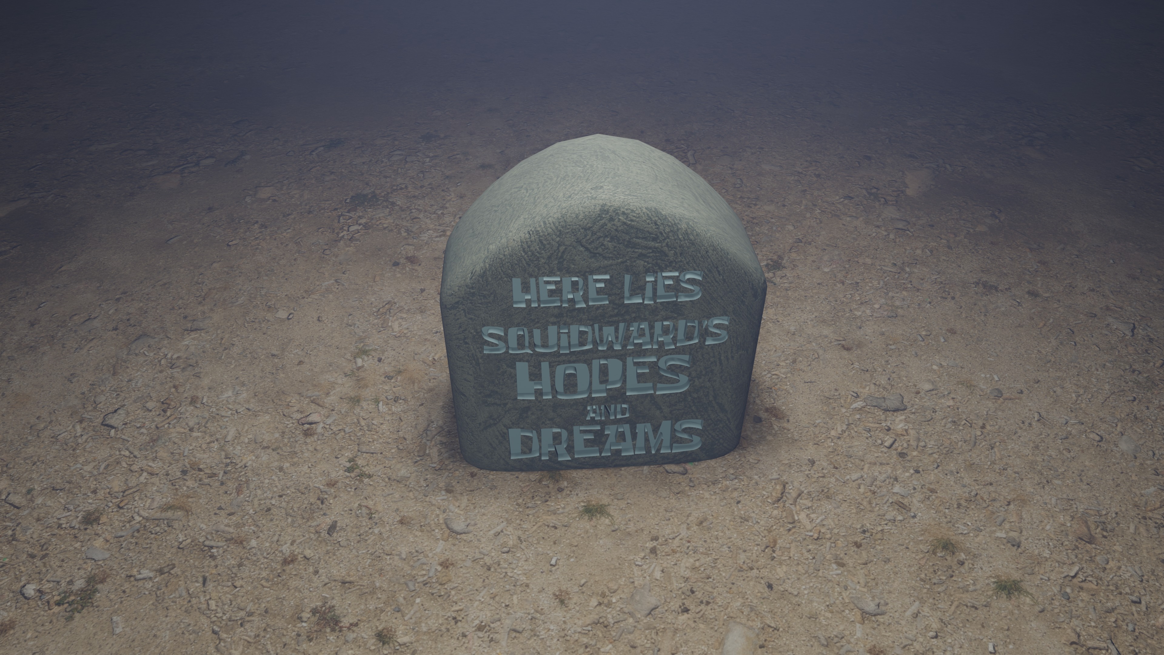 Squidward Hopes and Dreams Stone Low-poly 3D model_3