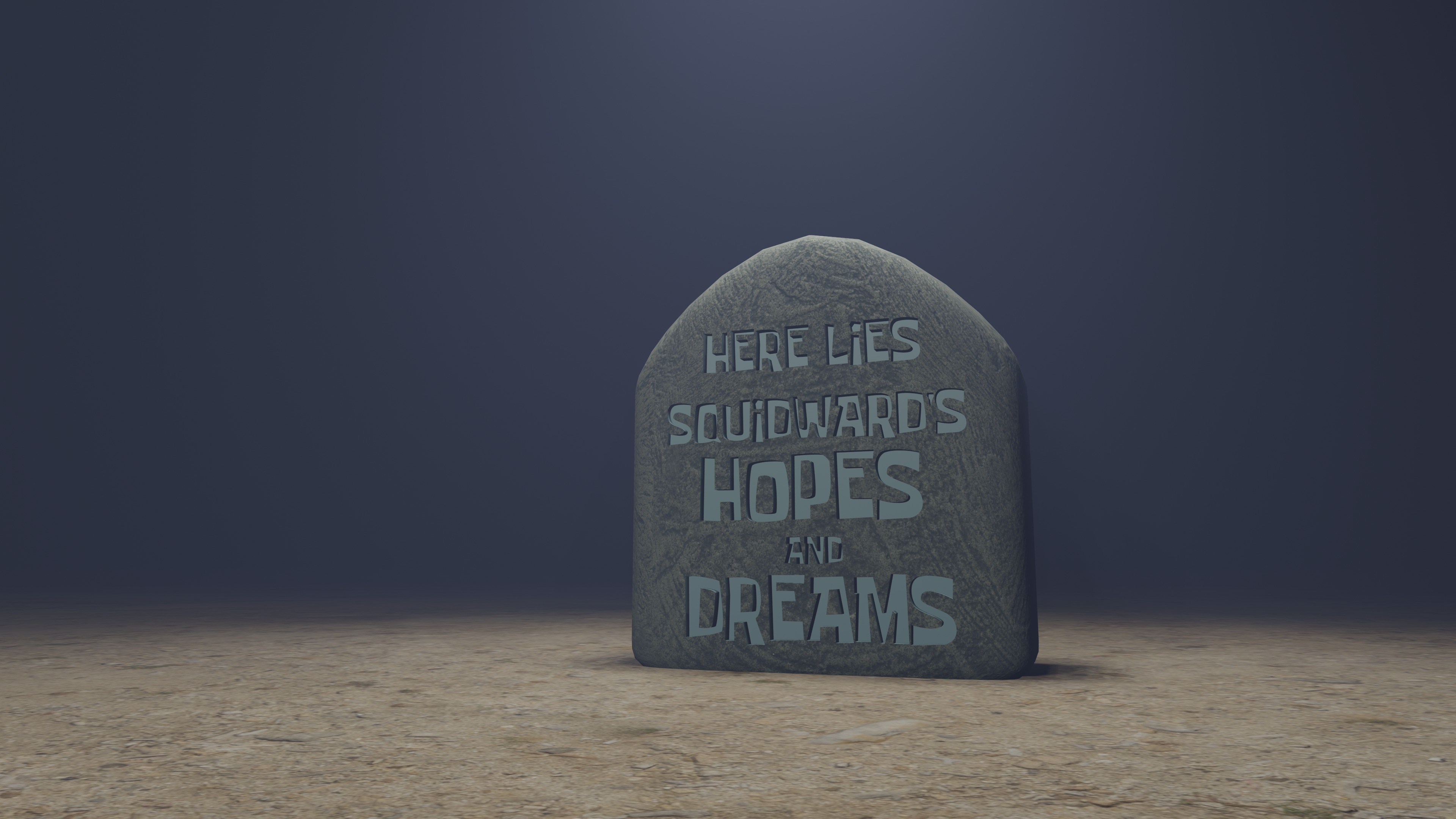 Squidward Hopes and Dreams Stone Low-poly 3D model_2