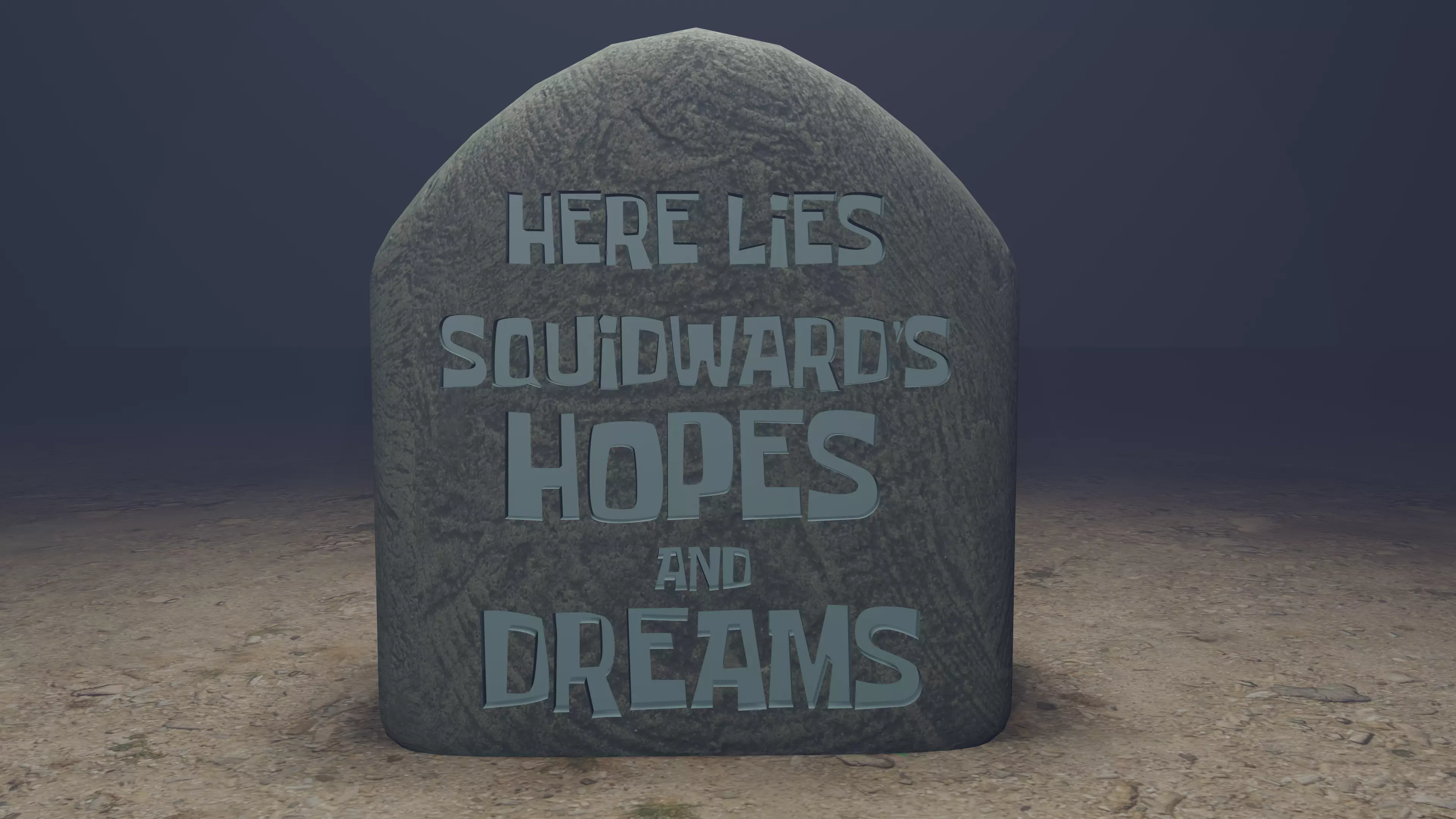 Squidward Hopes and Dreams Stone Low-poly 3D model_0