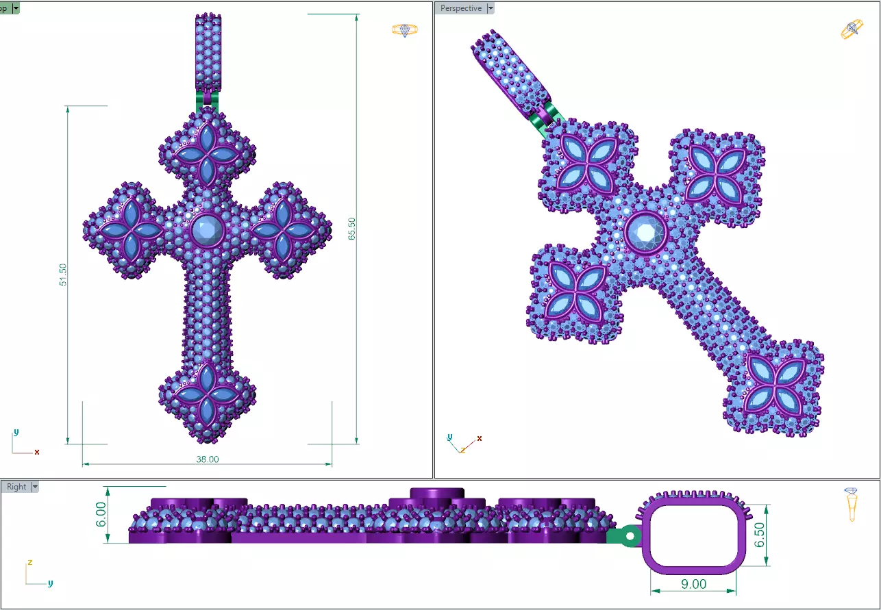 Cross Pendant 2 inch 3D print model_2