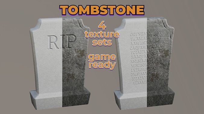 Old Dirty Tombstone moldy concrete gravestone Low-poly 3D model