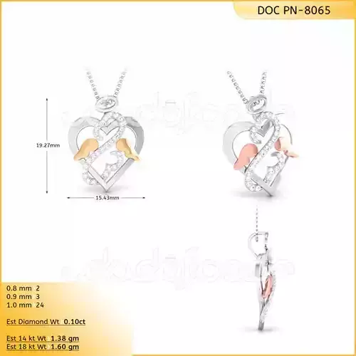 light weight yellow gold  diamond pendent -DOC-P8065