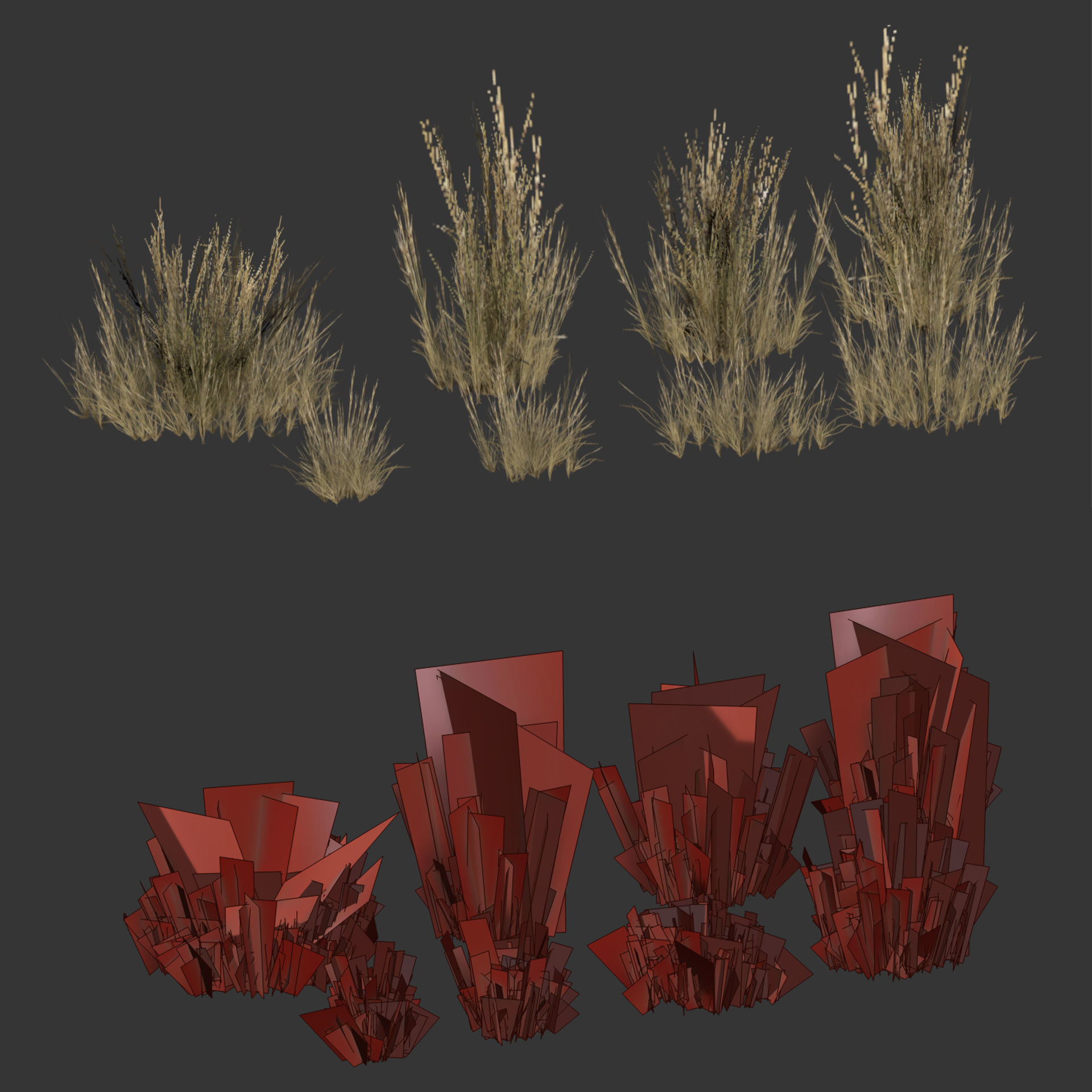 Low poly 3d wild dry grass collection vol 278 Low-poly 3D model_7