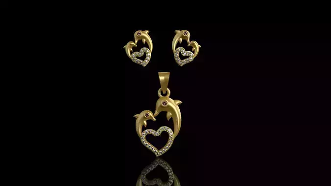  Fancy Heart Pendant Set - 009