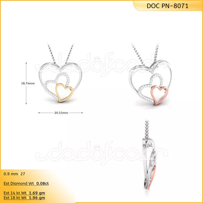 light weight yellow gold diamond pendent -DOC-P8071A 3D print model