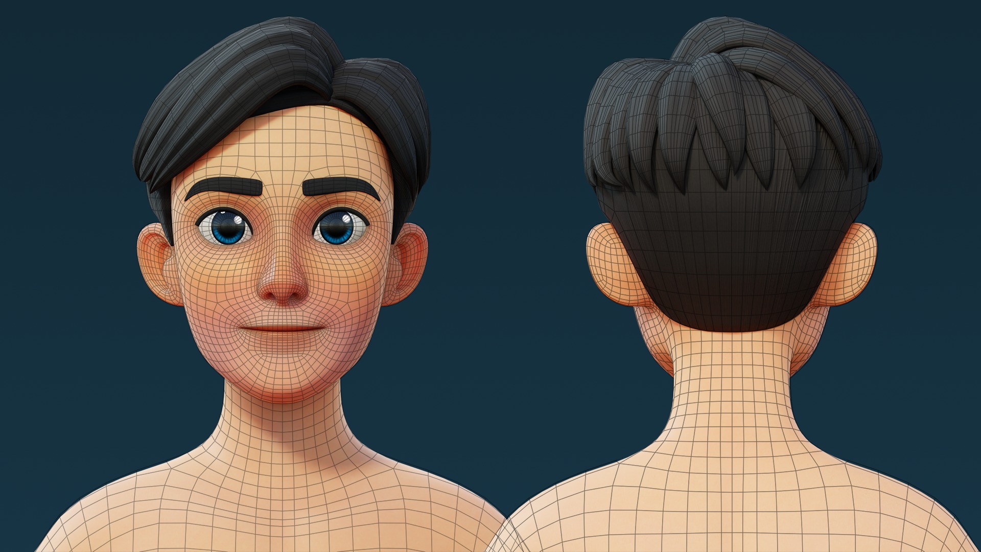 Cartoon Base Mesh Family Pack 3D model_16