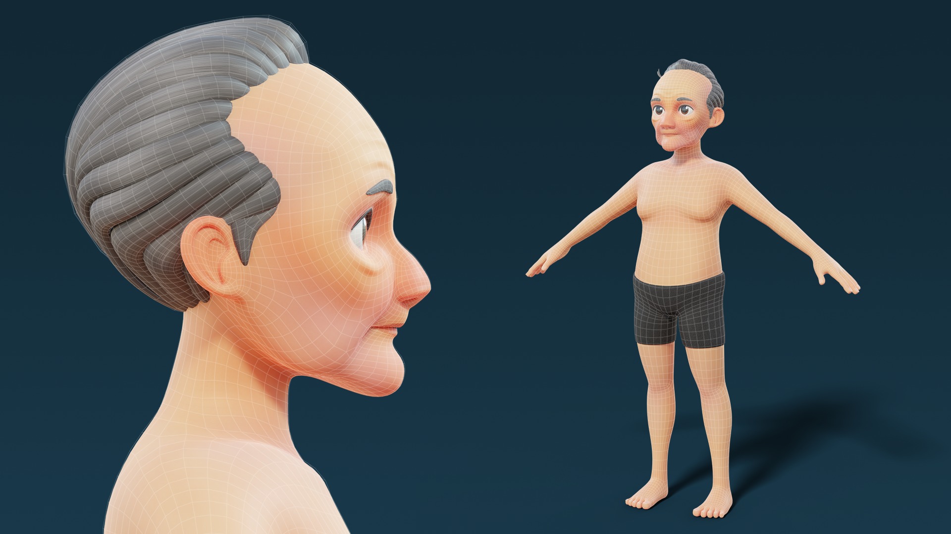 Cartoon Base Mesh Family Pack 3D model_40