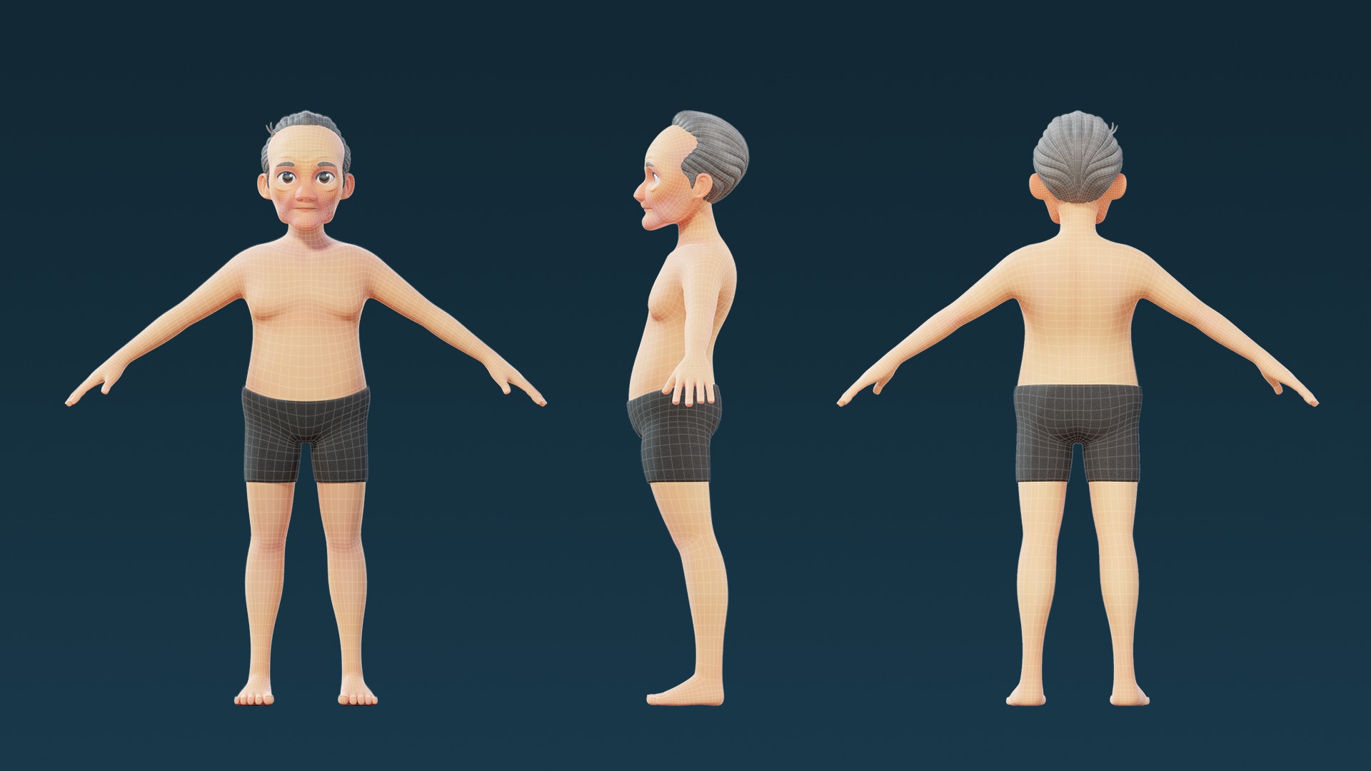 Cartoon Base Mesh Family Pack 3D model_38