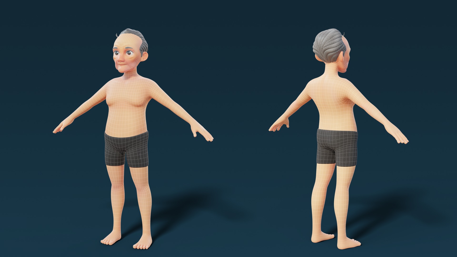 Cartoon Base Mesh Family Pack 3D model_39