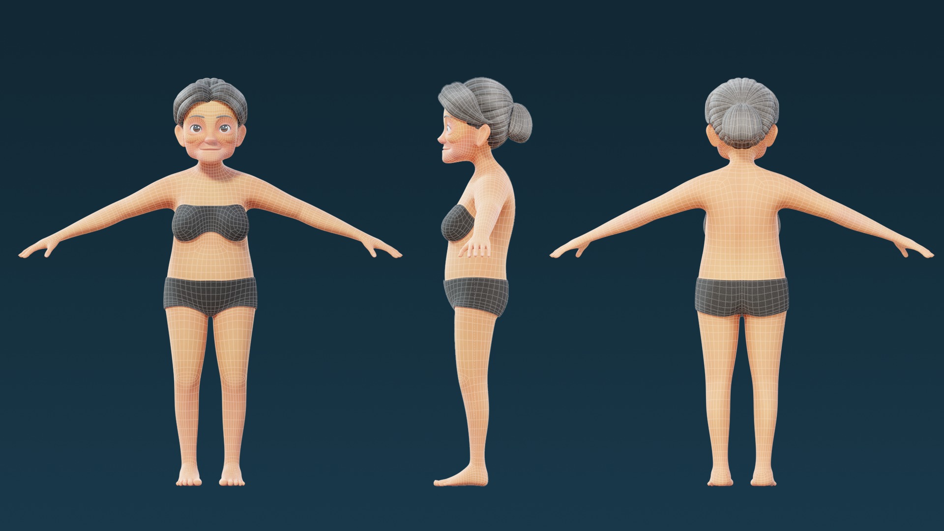 Cartoon Base Mesh Family Pack 3D model_36