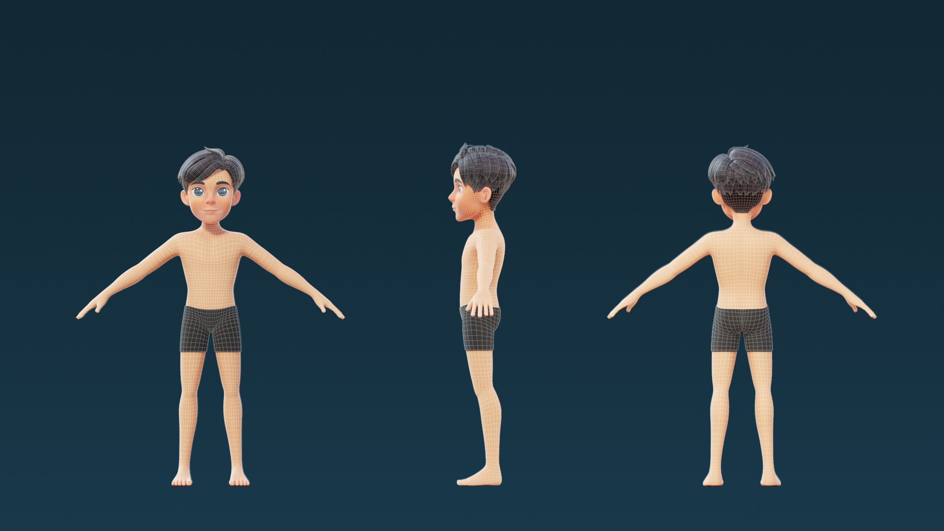 Cartoon Base Mesh Family Pack 3D model_24