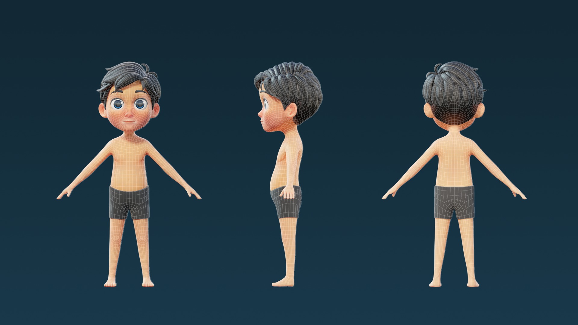 Cartoon Base Mesh Family Pack 3D model_30