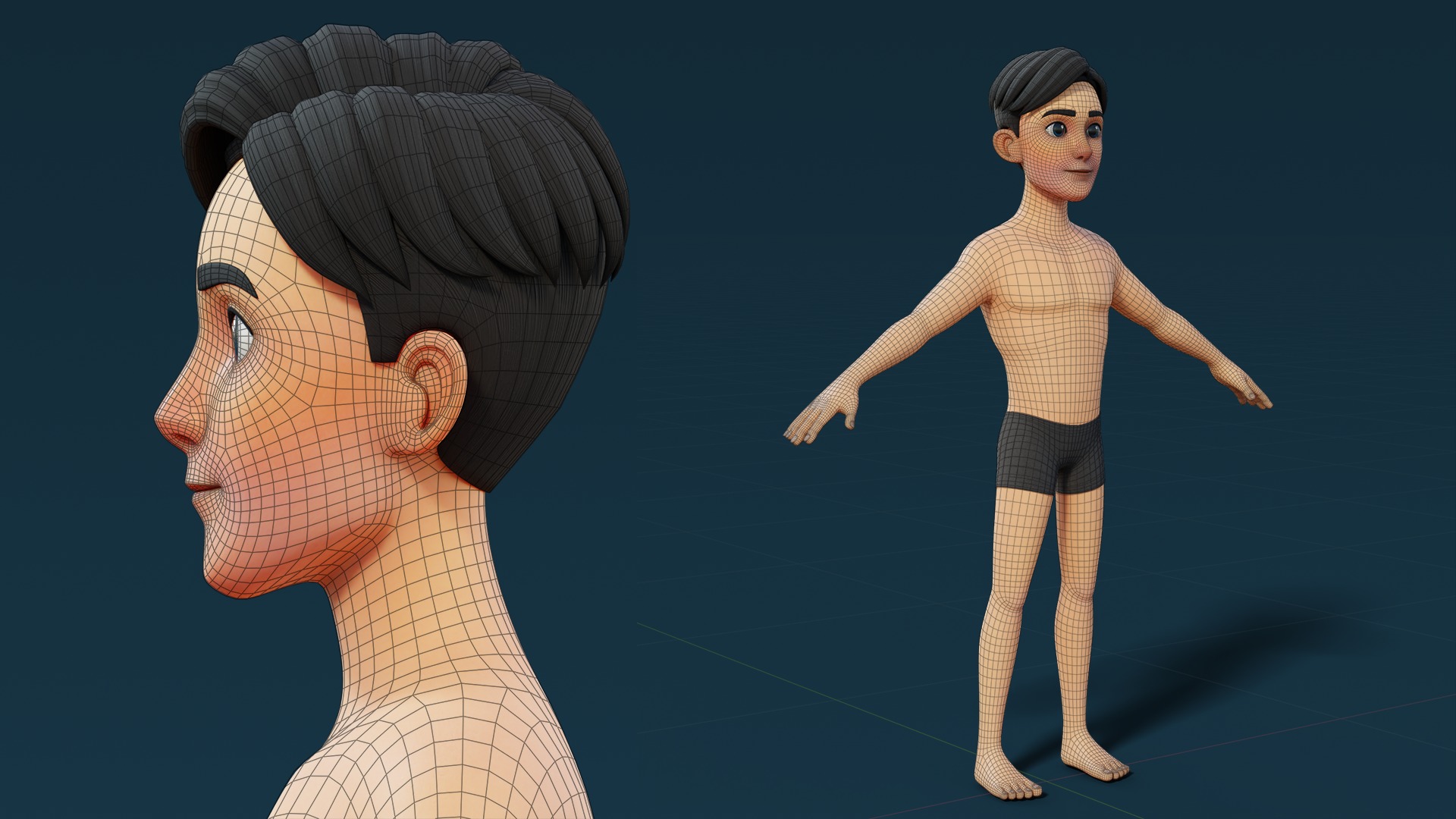 Cartoon Base Mesh Family Pack 3D model_17