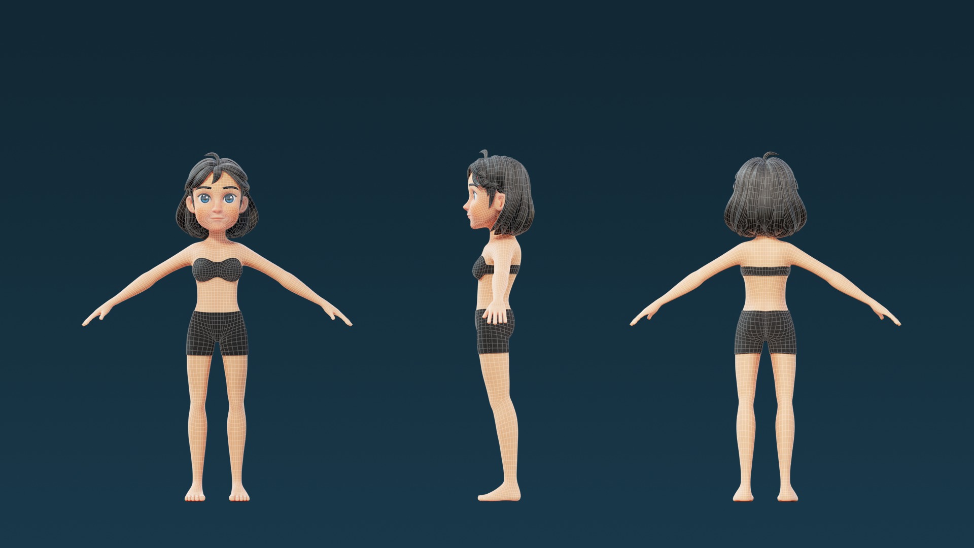 Cartoon Base Mesh Family Pack 3D model_18