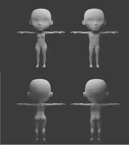 Chibi Base mesh - Male and female